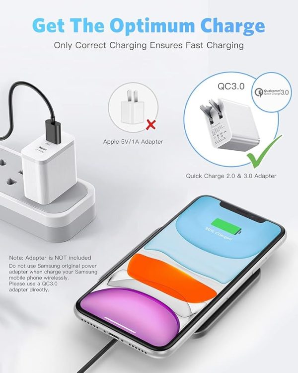 AGPTEK Wireless Charger, Qi-Certified 15W Max Fast Wireless Charging Pad for iPhone 15/14/13/12/12 Pro/11/11 Pro Max/XS Max/XR/XS/8, for Samsung Galaxy S22/S20/S10, AirPods Pro, Black (No AC Adapter) - Image 2