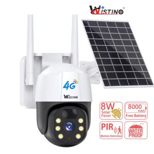 Wistino V380pro 3MP Waterproof Outdoor Solar Cctv Camera Night Vision Audio Motion Detection 4g Sim Card Solar Security Camera